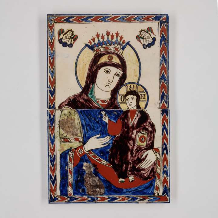 Tile Panel Depicting Virgin Mary and Child 